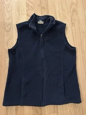 L.L. Bean Polartec Fleece Vest Women's Size L Full Zip Pockets Item 259068 Blue