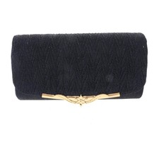 Fashion Front Folded Glitter Fabric Clutch Evening Bag HSY115-NBL