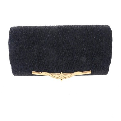 Fashion Front Folded Glitter Fabric Clutch Evening Bag HSY115-NBL