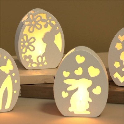Eggs Shape Silicone Stand Molds Hollowed Bunnies Tealight Stand Molds