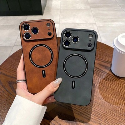 Matte Leder Hülle für Apple iPhone 17 16 15 14 13 12 11 Pro Max Plus Air