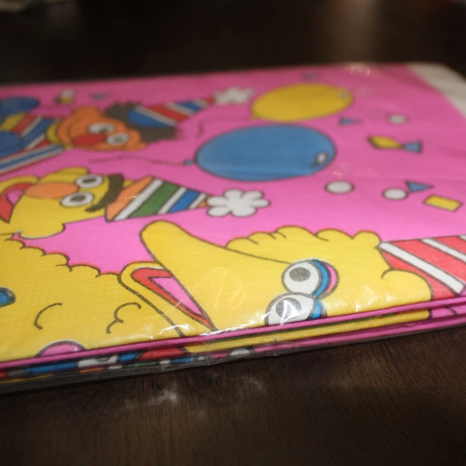 sealed 1987 Sesame Street Birthday Paper Poly Table Cover 54x96" Muppets Ernie - Image 3 of 4