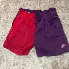 Y2K Vintage Nike 90s Colorblock Logo Track Running Shorts Purple/Red Sz XS/S