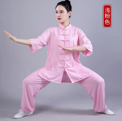 Embroidery Tai Chi Uniform Women Cotton linen Chinese Kung Fu Martial Arts Suit