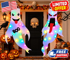 Halloween Ghost Decorations 2 Pack Light Up LED Hanging Ghost Outdoor Yard