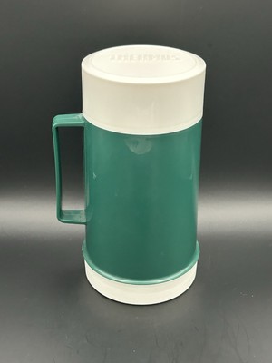 Vintage Thermos 10oz Food Jar Green & White Insulated Vacuum Food Jar