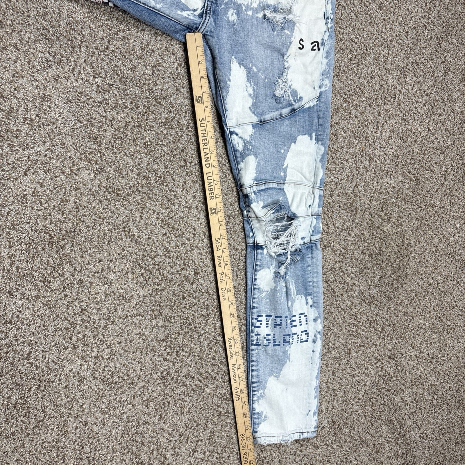 Crysp Distressed Skinny Jeans Men’s 32 X 30.5 Blue Stretch Denim Distressed - View 11