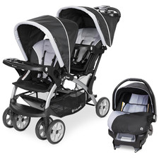 Infant and Toddler Double Stroller Car Seat Combo, 2 Pc Set, Stormy - Portable