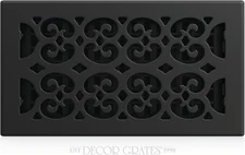 Textured Black 6x12 Inch Decorative Floor Register for Stylish Air Flow
