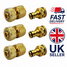 6PCS Brass Garden Hose Connector Tap1/2" Fittings Quick Connect Male Connector