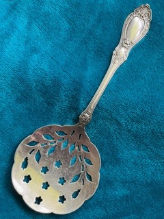 VTG 1847 Rogers Bros Slotted Serving Tomato Spoon Silver Rare