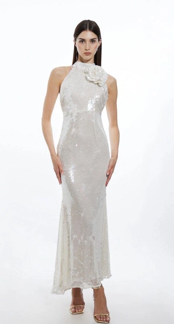 Sequin Halter White Dresses for Women for sale