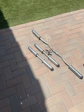 Olympic Curl Bar and Dumbbell Bars Set Ez Curl with Spring Collars Chrome