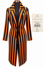 Topshop Orange/Black Striped Long Coat Jacket