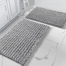 Bathroom Rugs Sets 2 Piece, Super Absorbent Bath Mat Set, Grey