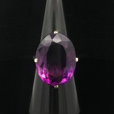 7.00 Ct Oval Natural Amethyst Wedding Ring 14K Real Yellow Gold Size 6 7 8 9