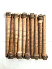 Wood Bobbins Spools Wooden Industrial Style Spindles 8.75" Wooden Quills Lot-10:
