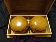 Clam Go Stones Size34 made in HYUGA Special & Nachi Black & Go Bowls Igo Japan