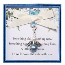 Something Blue Keepsake Gift for Bride To Be - Angel Wing  Garter Charm Set