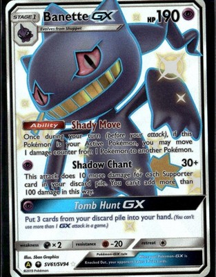 banette gx pokemon card value SM Celestial Storm 174/168 (Rainbow Rare) [Fighting] Banette GX Shiny Holo Rare