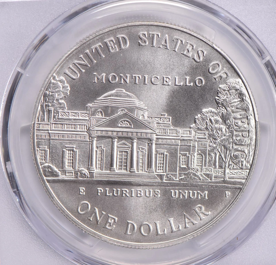 MS70 1993 P Jefferson Democracy Commemorative Silver Dollar PCGS *5238 - Image 4 of 4