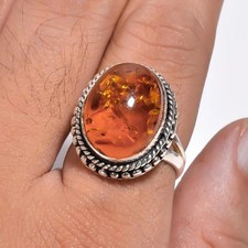 Baltic Amber Solid 925 Sterling Silver Statement Handmade Ring, All Size M1545