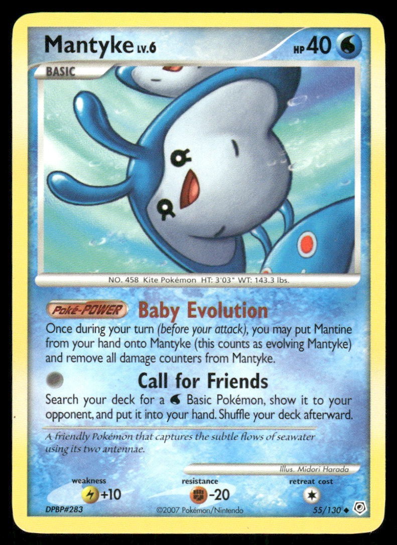 Pokemon Tcg Mantyke #55 Pokemon Diamond & Pearl LP