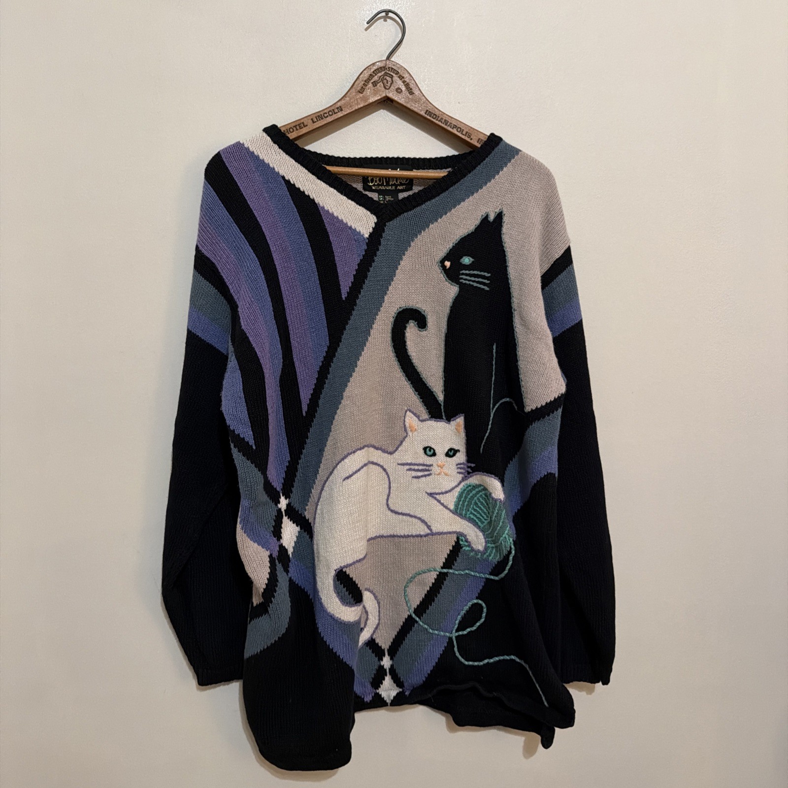 Vintage Bob Mackie Wearable Art Cat Sweater - image 1