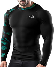 Men'S Rash Guard Swim Shirts, UPF 50 Long Sleeve Compression Shirt Baselayer Sk