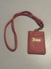 Juicy Couture Lanyard Id, Credit Card Holder Rare Gold Logo Pink EUC Free Ship
