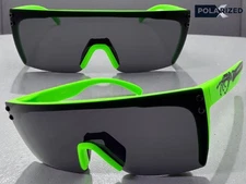 Mens Hardcore Biker Motorcycle Riding Wrap Shield POLARIZED SUNGLASSES Dark Lens