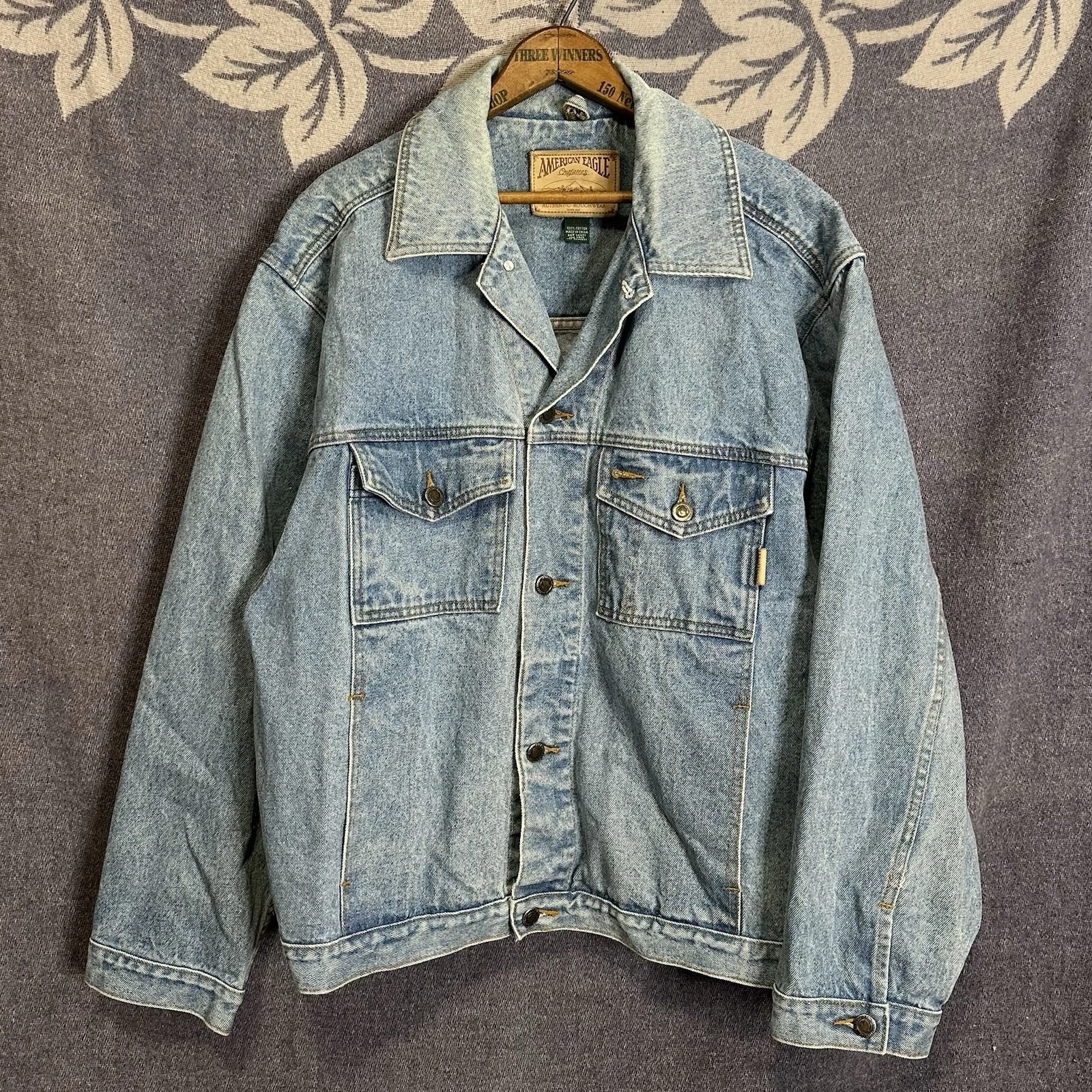 Vintage American Eagle Outfitters Authentic Roughwear Denim Jacket Large Blue