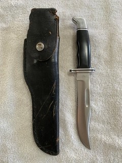 Vintage Buck 119 Fixed Blade Hunting Knife w Original Black Leather Sheath