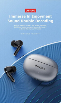 Lenovo Thinkplus XT88 In-Ear Bluetooth Earbuds Dual Mics, Noise Reduction, Black