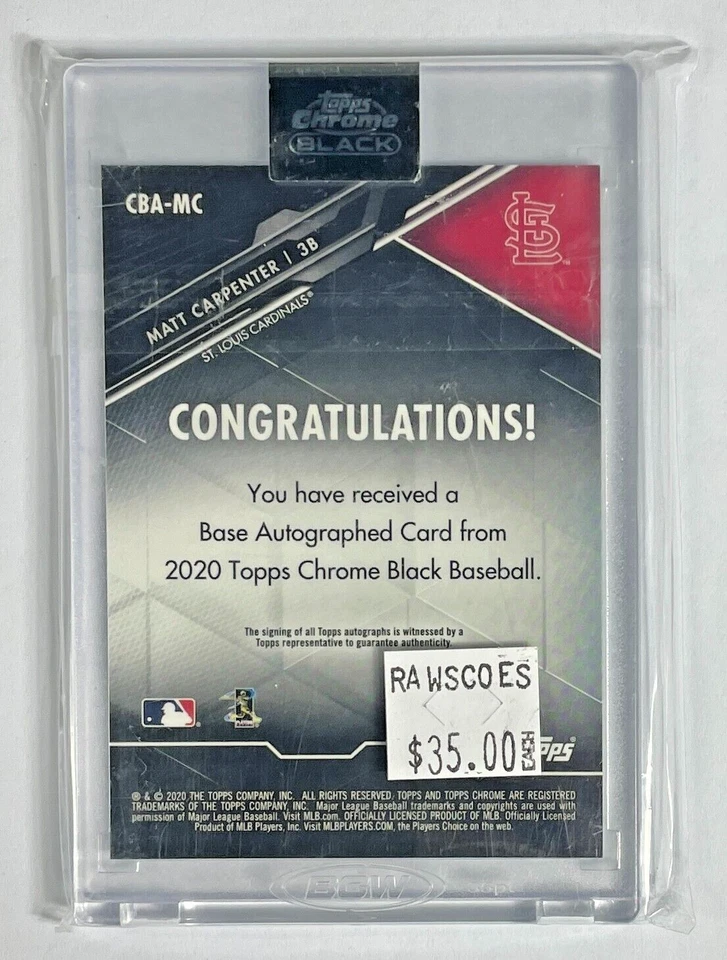 2020 Topps Chrome Black #CBA-MC Matt Carpenter Auto /99 - Image 2 of 2