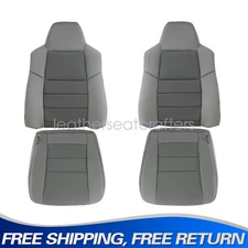 For 2003-07 Ford F250 F350 Driver & Passenger Cloth Bottom & Top Seat Cover Gray