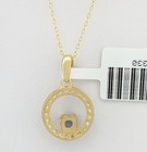LAB CREATED TANZANITE & W/SAPPHIRE PENDANT NECKLACE 14K YELLOW GOLD PLATED (.925 — photo 5