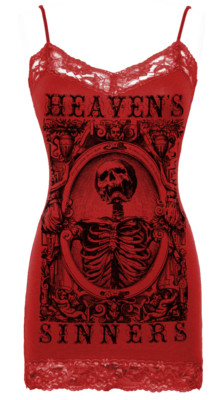Se7en Deadly Heavens Sinners Seven Skeleton Gothic Lace Camisole Tank Top 2416-C