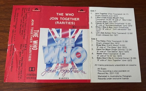 The Who Join Together (Rarities) Australia Import Cassette Tape 1982 Super Rare! - Picture 2 of 4