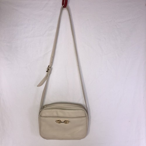 Vintage Etienne Aigner Creme Leder Crossbody Schultertasche Reißverschluss oben Gold Hardware - Bild 2 von 16
