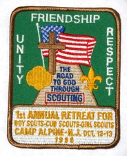 Alpine Scout Camp (NY) 1996 1st Annual Retreat Pocket Patch  BSA  GSA