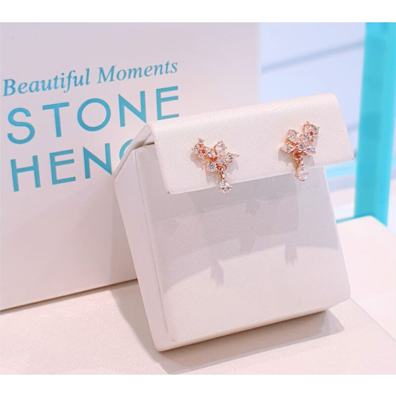STONE HENGE Flower Silver925 Earring SC1164 Rose Gold Plated