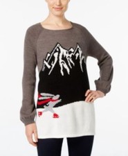 Style  Co Women's Pull Over Scoop Neck Sweater Grey Black Combo L