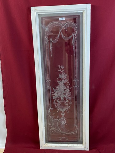 2x ANTIKE GLASSCHEIBE HISTORISMUS UM 1890 BLUMEN GIRLANDEN 43x141cm - Bild 3 von 14