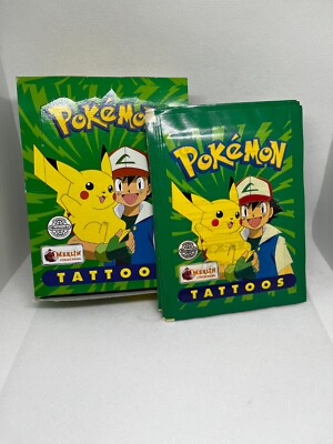 Merlin Pokemon Tattoo Tüte Booster Jahr 2000 6x Tattoos pro Pack *NEU* OVP