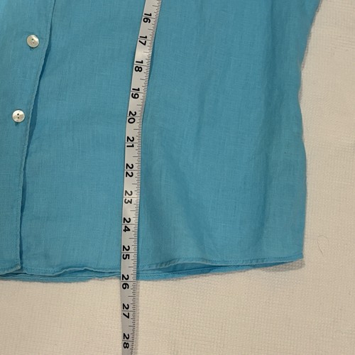 L.L Bean Leinen Bluse Gr. L blau 3/4 Ärmel bunt Resortwear Preppy klassisch - Bild 5 von 7