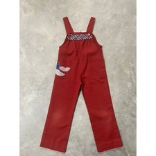 Childrens Overalls Vintage Rosebud Duds Acorns Leaves Maroon Blue Movie Prop 70s