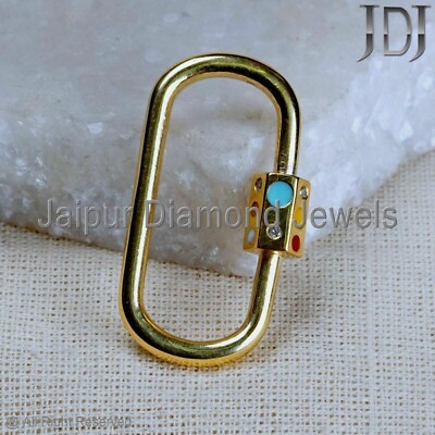 Carabiner Diamond Lock Clasp Jewelry Finding Silver 925 Gold Vermeil Accessories