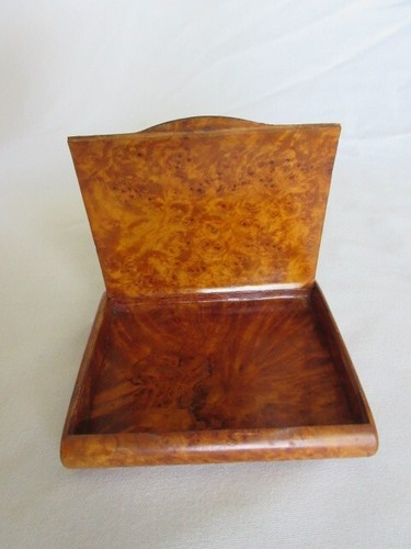 Hand Crafted Burl Wood Birds Eye Maple Blind Hinged Card Case , Circa 1900, MINT - Picture 2 of 7
