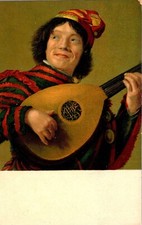 Impresión de postal de arte antiguo de colección Frans Hals The Buffoon Playing A Lute De Nar sin usar